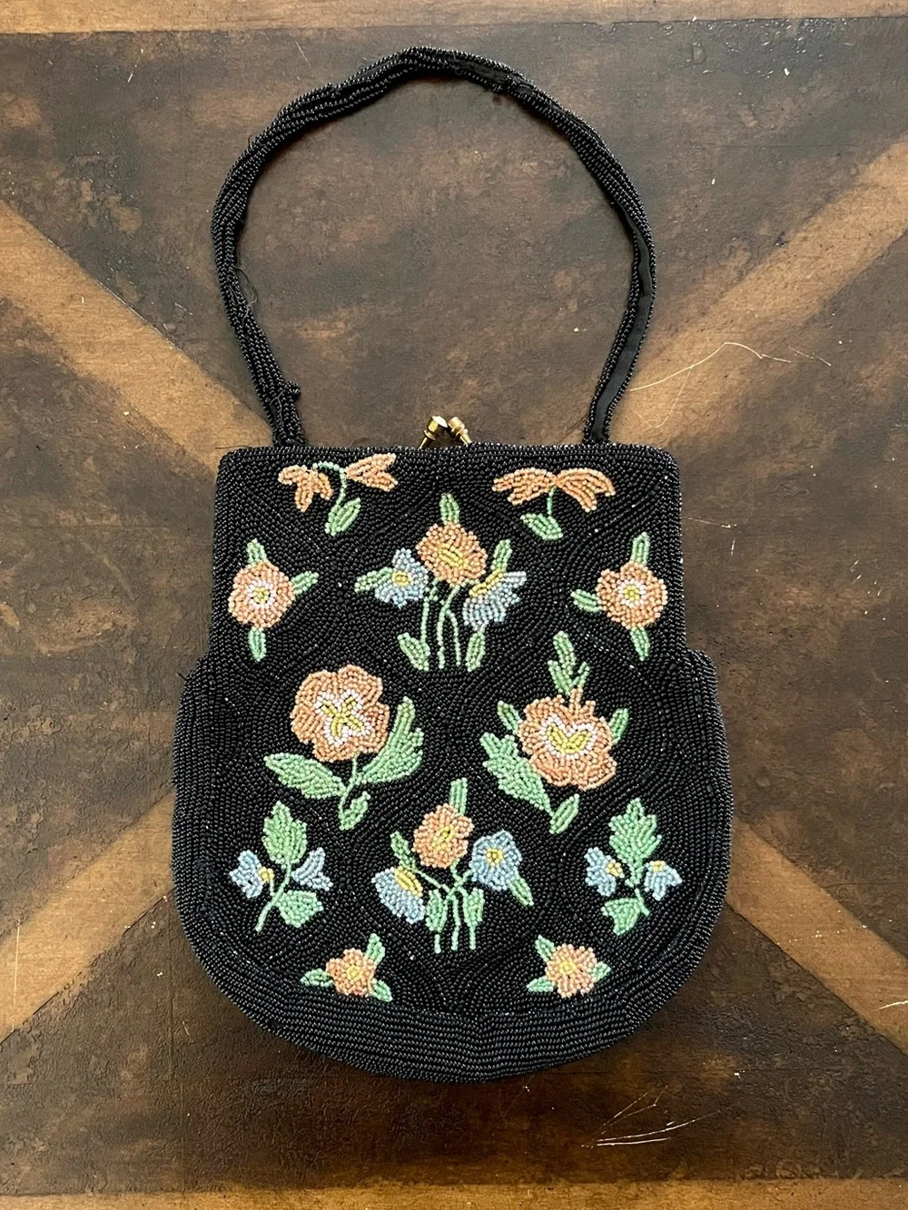 Handmade Vintage 1950s Beaded Floral Purse